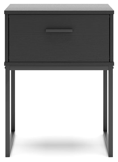 Socalle Twin Panel Platform Bed with Nightstand in Black - PKG018969