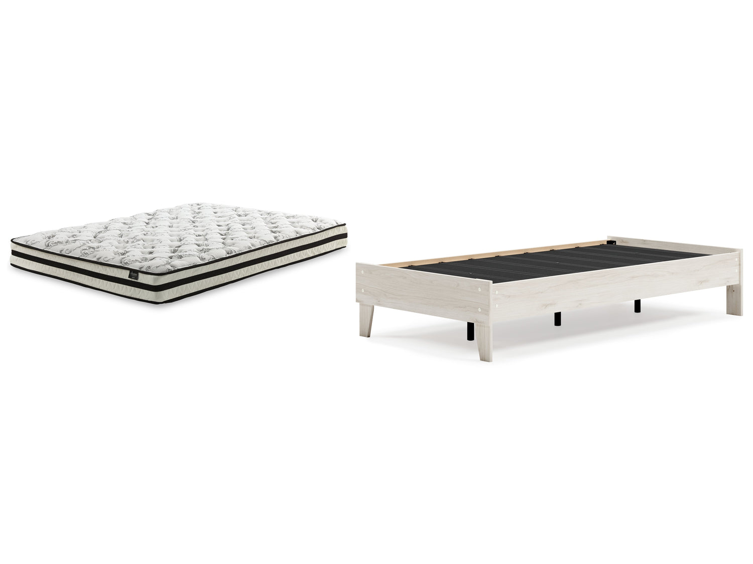 Socalle Twin Platform Bed with Mattress in Light Natural - PKG018213