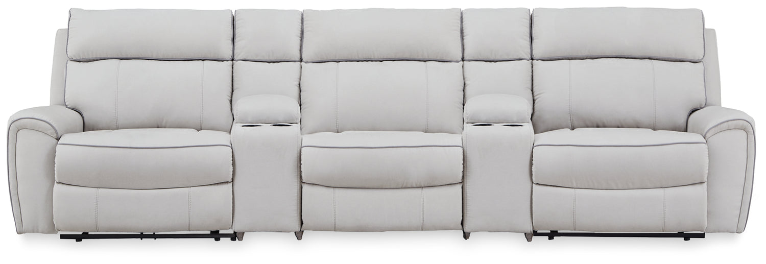 Social Pointe Pearl/Ash 5-Piece Power Reclining Sectional - PC98802S14