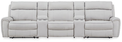 Social Pointe Pearl/Ash 5-Piece Power Reclining Sectional - PC98802S14