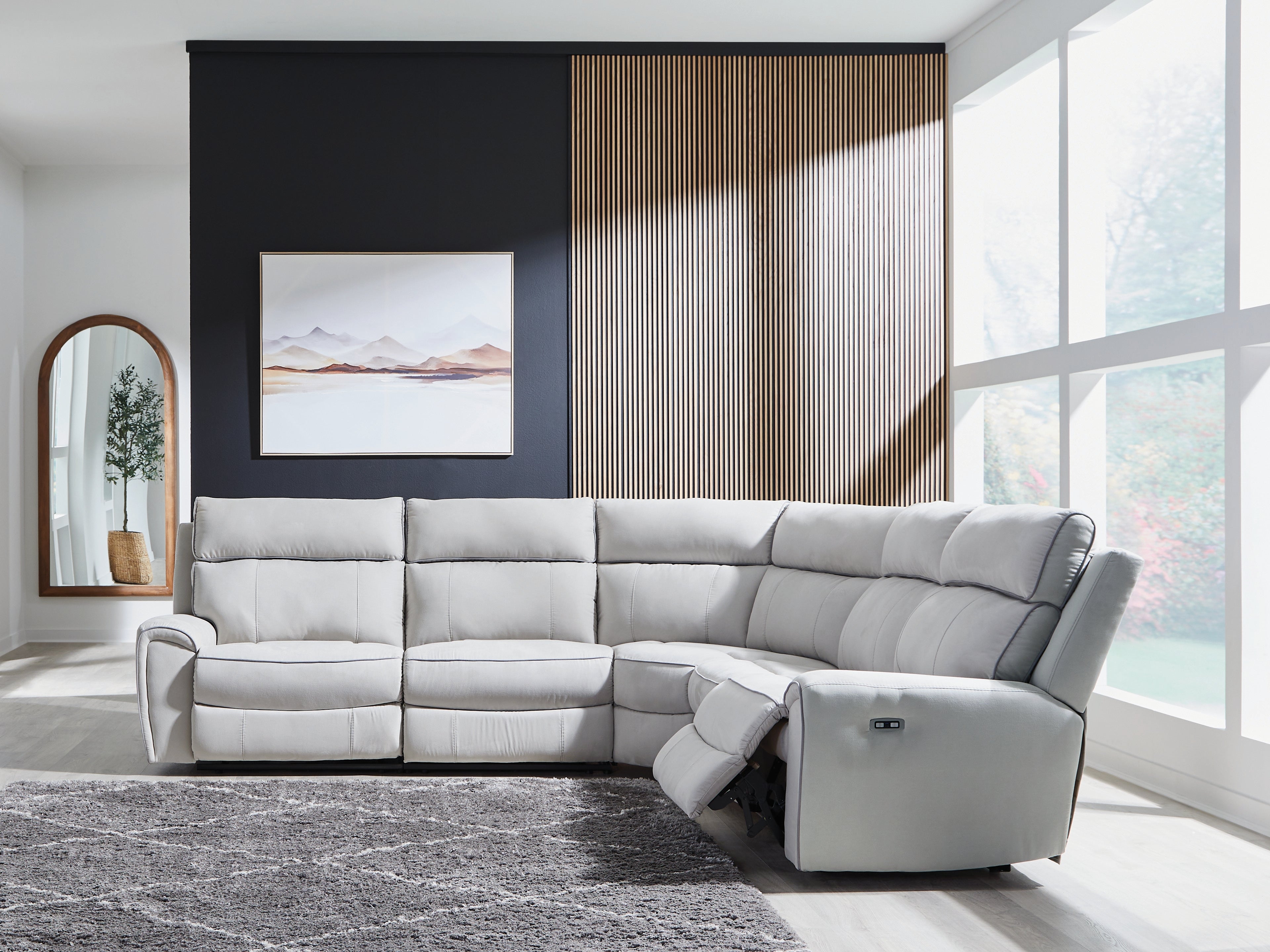 Social Pointe Pearl/Ash 5-Piece Power Reclining Sectional - PC98802S8