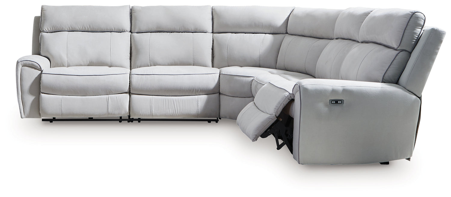 Social Pointe Pearl/Ash 5-Piece Power Reclining Sectional - PC98802S8