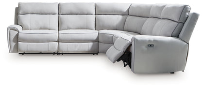Social Pointe Pearl/Ash 5-Piece Power Reclining Sectional - PC98802S8