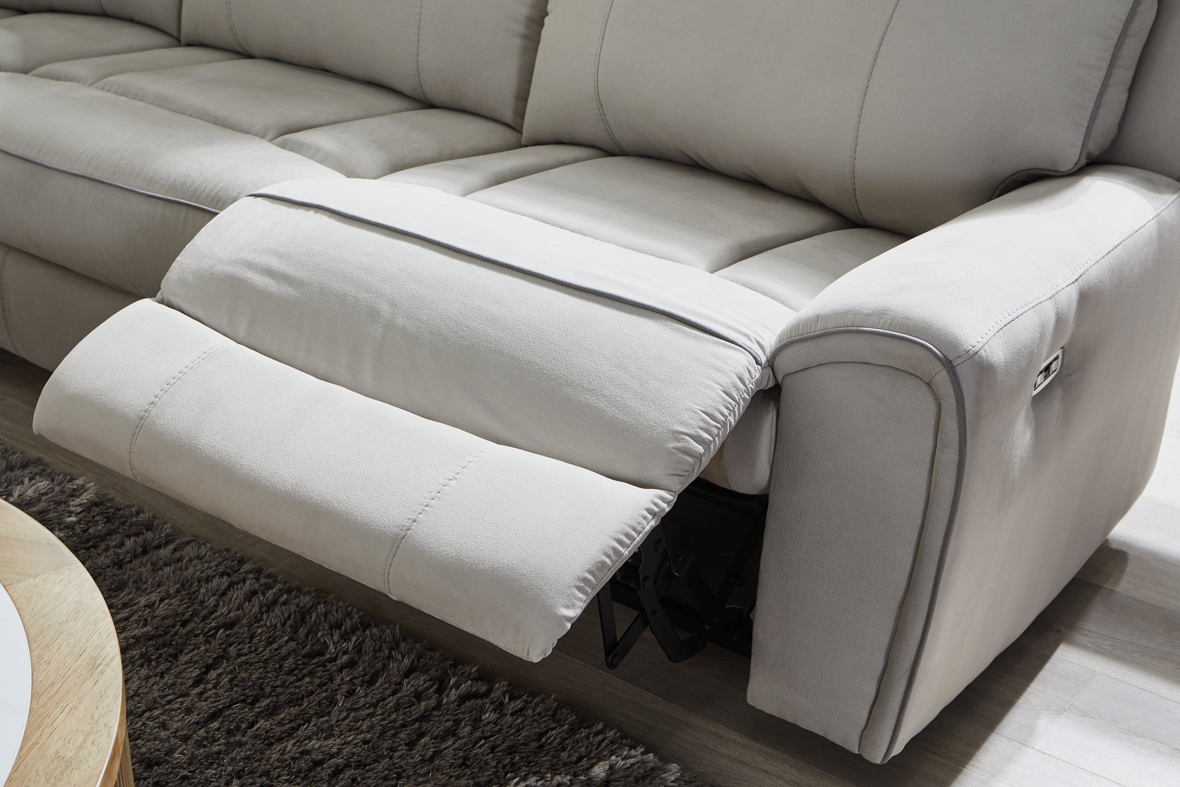 Social Pointe Pearl/Ash 5-Piece Power Reclining Sectional - PC98802S8