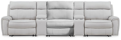 Social Pointe Pearl/Ash 5-Piece Reclining Sectional with Storage Consoles - PC98802S39
