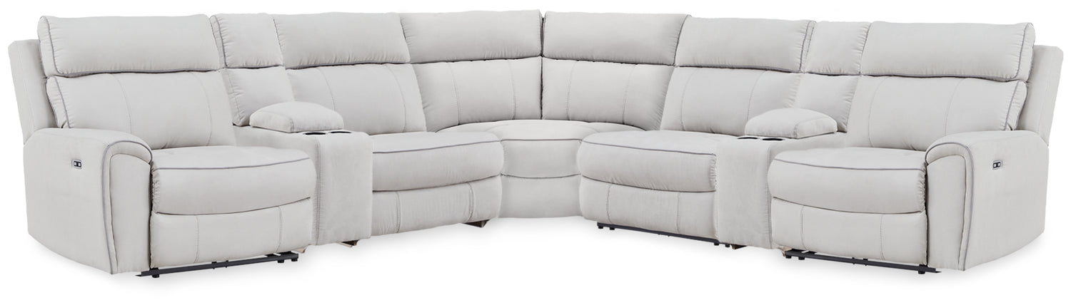 Social Pointe Pearl/Ash 7-Piece Reclining Sectional with Storage Consoles - PC98802S34