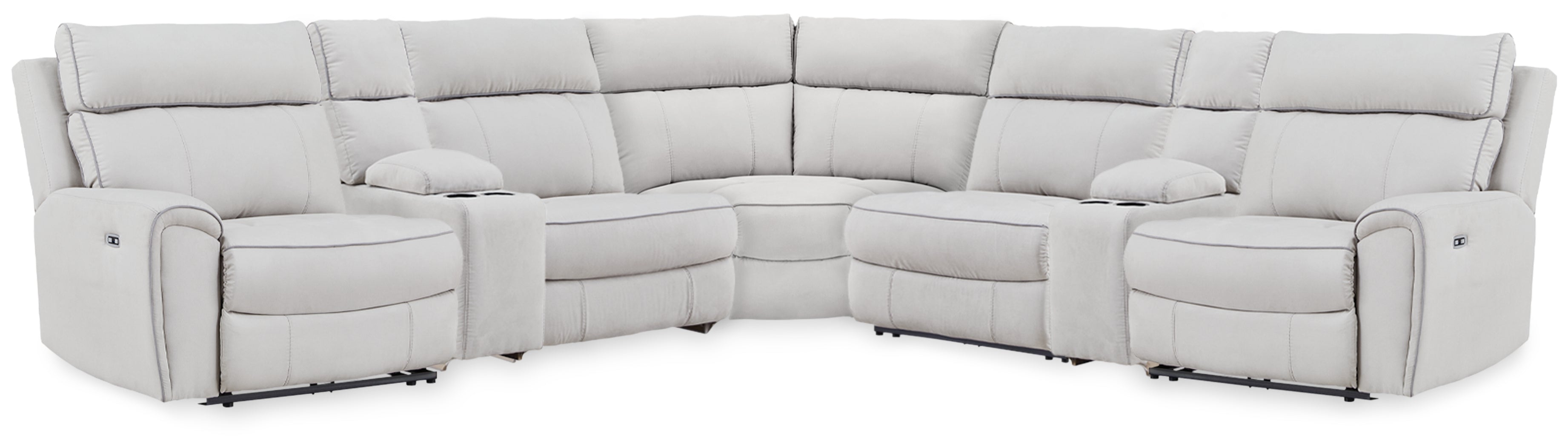 Social Pointe Pearl/Ash 7-Piece Reclining Sectional with Storage Consoles - PC98802S34