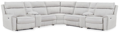 Social Pointe Pearl/Ash 7-Piece Reclining Sectional with Storage Consoles - PC98802S34