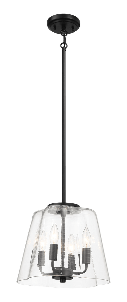 Soiree Four Candle Lights Pendant With Clear Glass - Black Finish - PNL03901201