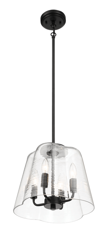 Soiree Four Candle Lights Pendant With Clear Glass - Black Finish - PNL03901201