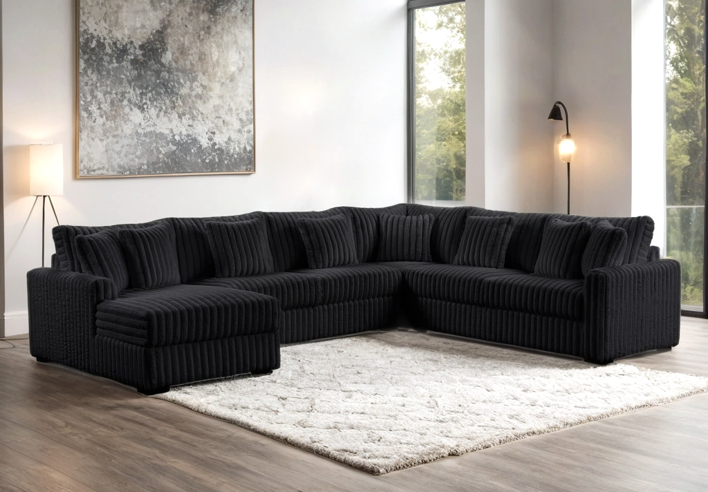 Solana Black Sectional - SOLANA BLACK