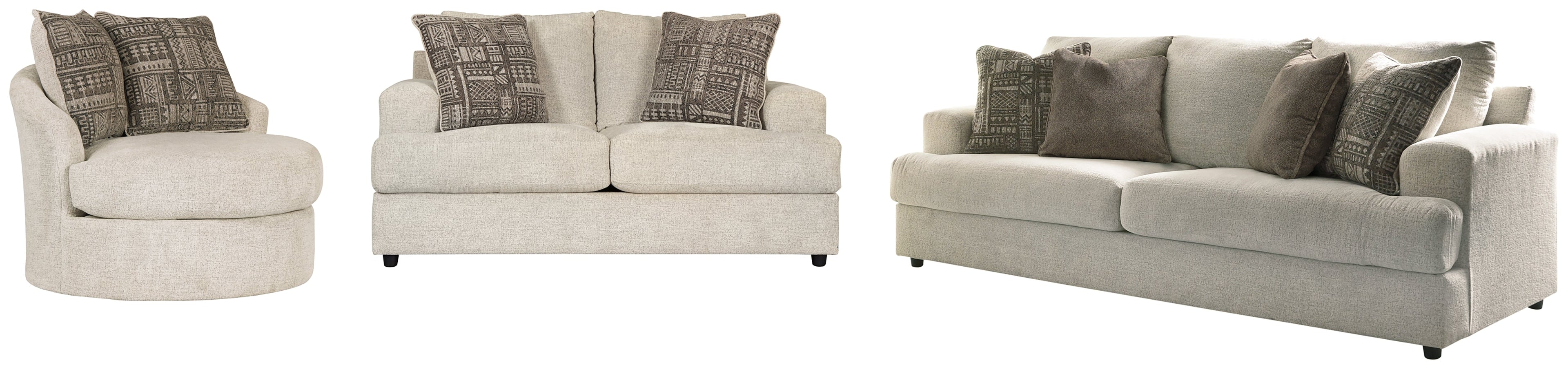 Soletren Sofa, Loveseat and Chair in Stone - PKG001867