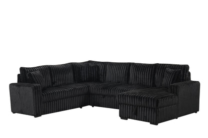 Sonic Black Sectional With Pull-Out Bed - SONIC BLACK