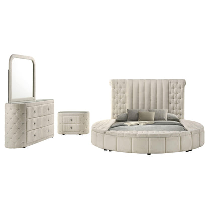 Sonya 4-piece Upholstered Queen Bedroom Set Ivory - 360111Q-S4