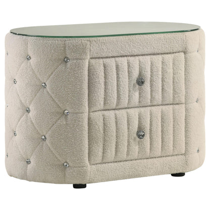 Sonya 4-piece Upholstered Queen Bedroom Set Ivory - 360111Q-S4