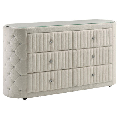 Sonya 4-piece Upholstered Queen Bedroom Set Ivory - 360111Q-S4