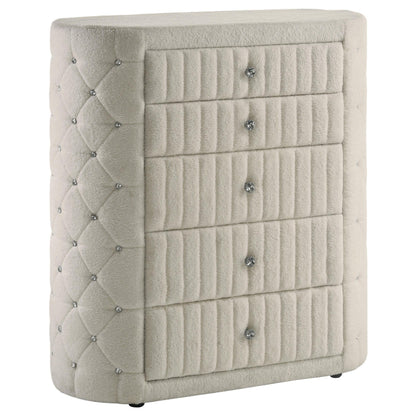 Sonya 5-piece Upholstered Queen Bedroom Set Ivory - 360111Q-S5