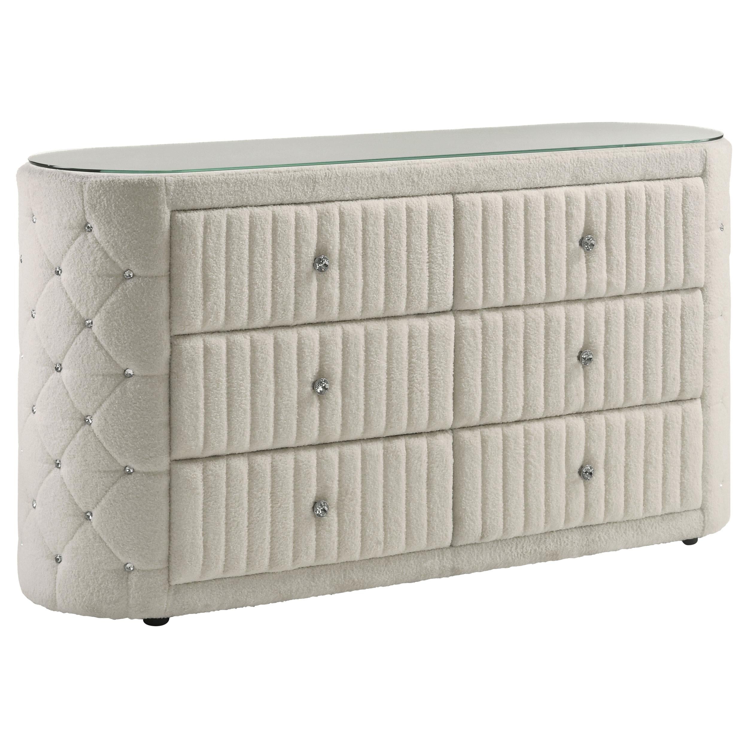 Sonya 5-piece Upholstered Queen Bedroom Set Ivory - 360111Q-S5
