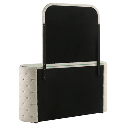 Sonya 6-drawer Upholstered Bedroom Dresser with Mirror Ivory - 360113M