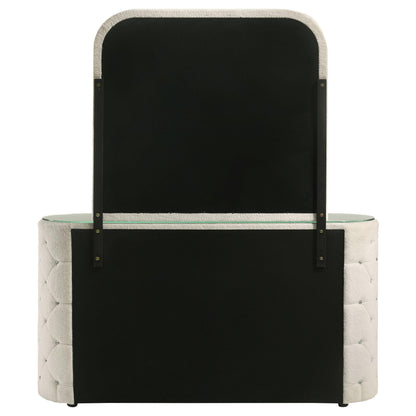 Sonya 6-drawer Upholstered Bedroom Dresser with Mirror Ivory - 360113M