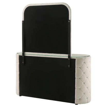 Sonya 6-drawer Upholstered Bedroom Dresser with Mirror Ivory - 360113M