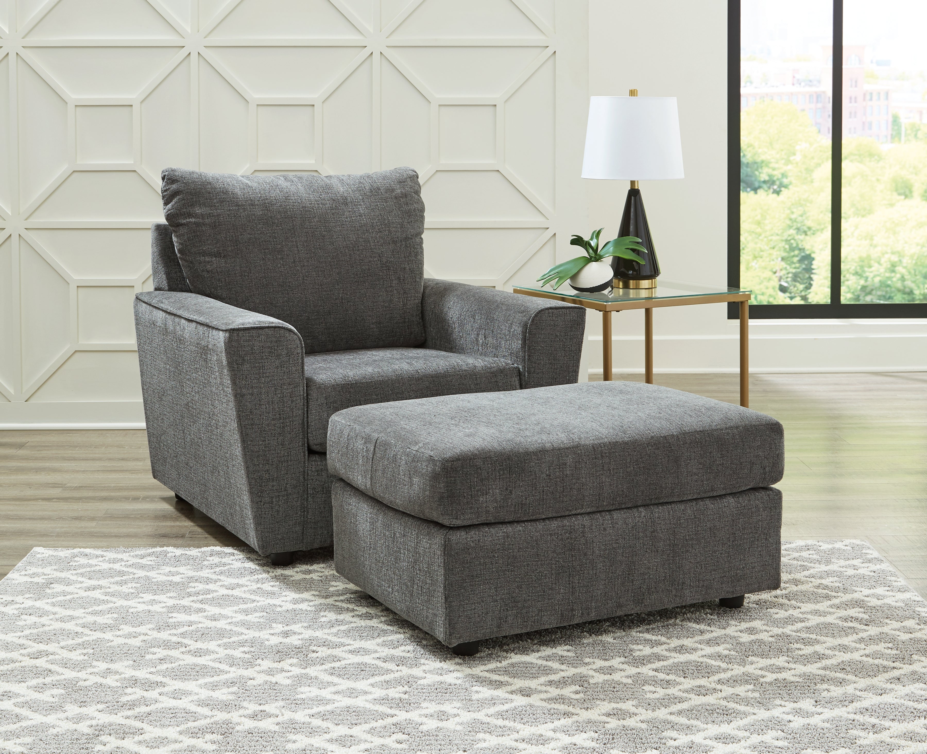 Stairatt Sofa, Loveseat, Chair and Ottoman in Gravel - PKG014497