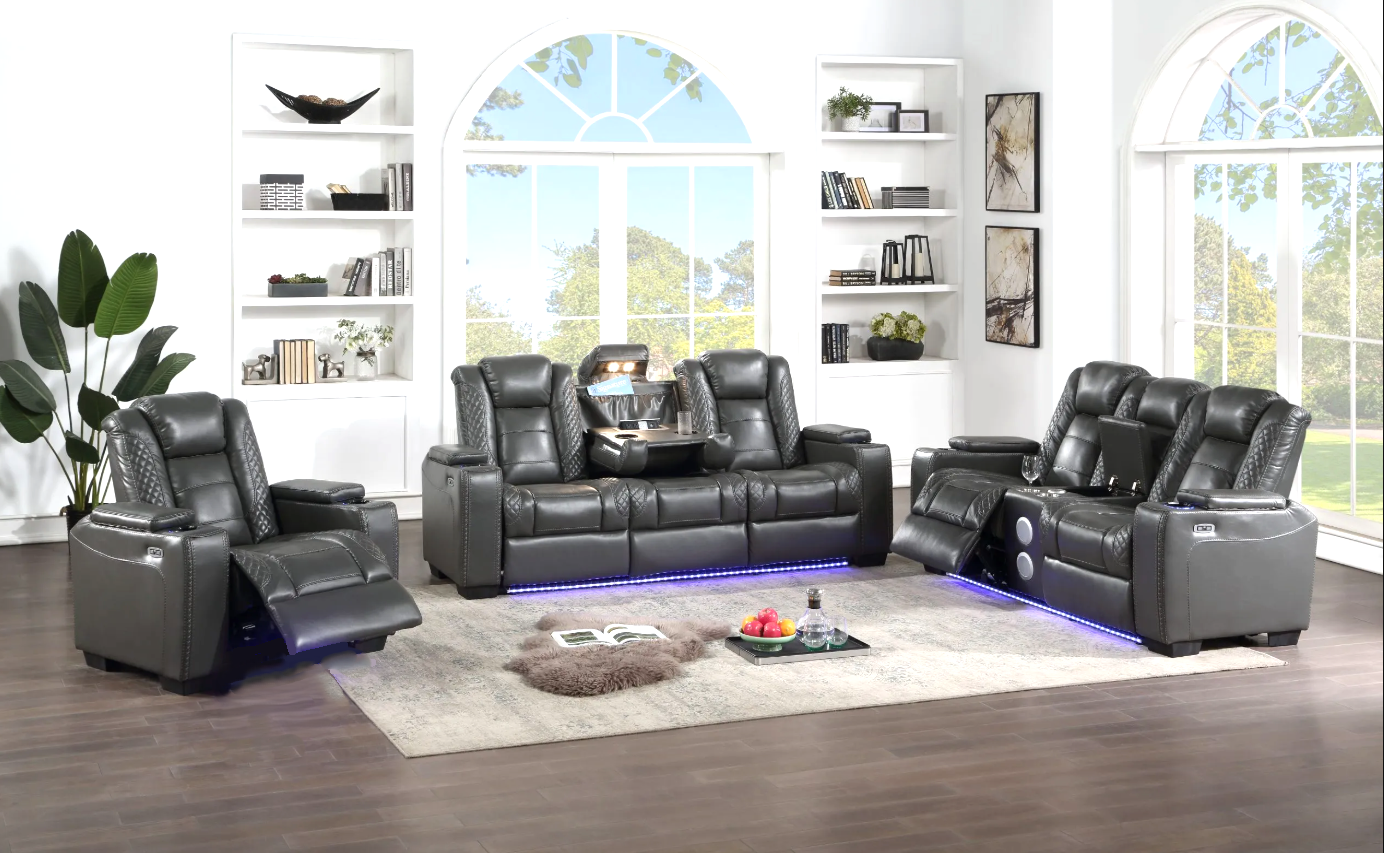 STEFANO30 3PC Reclining Set (Gray) - STEFANO30