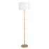 Stellar Wood Rattan Tube , Gold Brass Metal and White Linen Shade Floor Lamp - FLL03701801