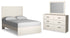 Stelsie Full Panel Bed with Mirrored Dresser in White - PKG018453