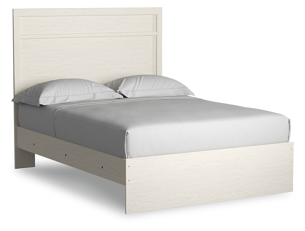 Stelsie Full Panel Bed with Mirrored Dresser in White - PKG018453