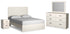 Stelsie Queen Panel Bed with Mirrored Dresser and Nightstand in White - PKG018456