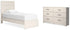 Stelsie Twin Panel Bed with Dresser in White - PKG016239