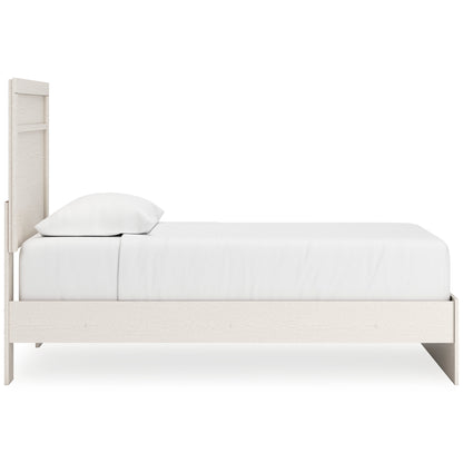 Stelsie Twin Panel Bed with Mirrored Dresser, Chest and 2 Nightstands in White - PKG015993
