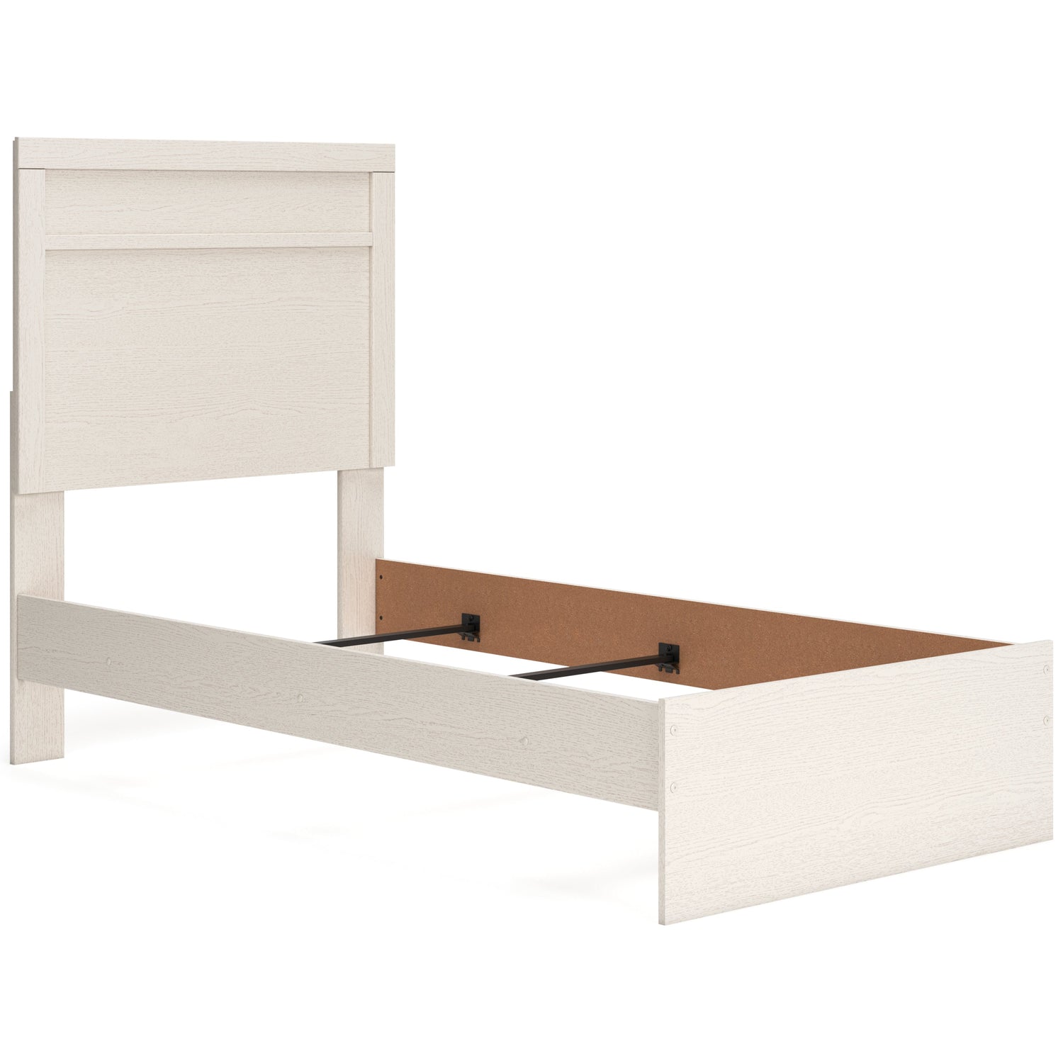 Stelsie Twin Panel Bed with Mirrored Dresser, Chest and 2 Nightstands in White - PKG015993