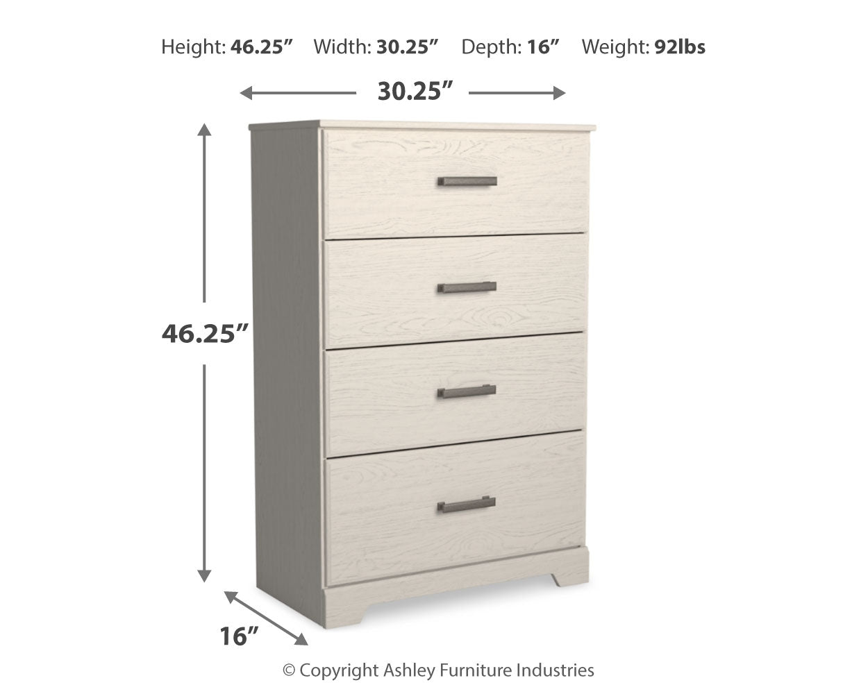 Stelsie White Dresser, Mirror, Chest and Nightstand - B2588B15