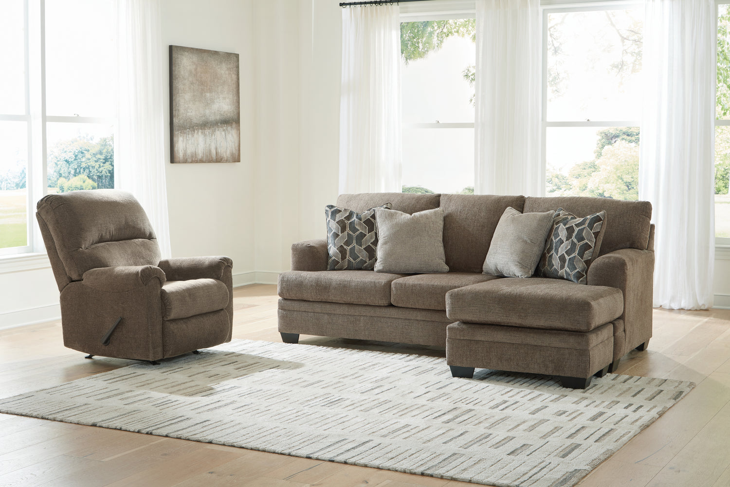 Stonemeade Nutmeg Sofa Chaise and Recliner - 59505U5