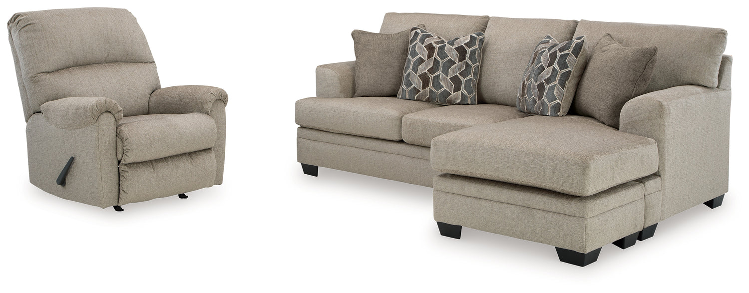 Stonemeade Taupe Sofa Chaise and Recliner - 59504U5