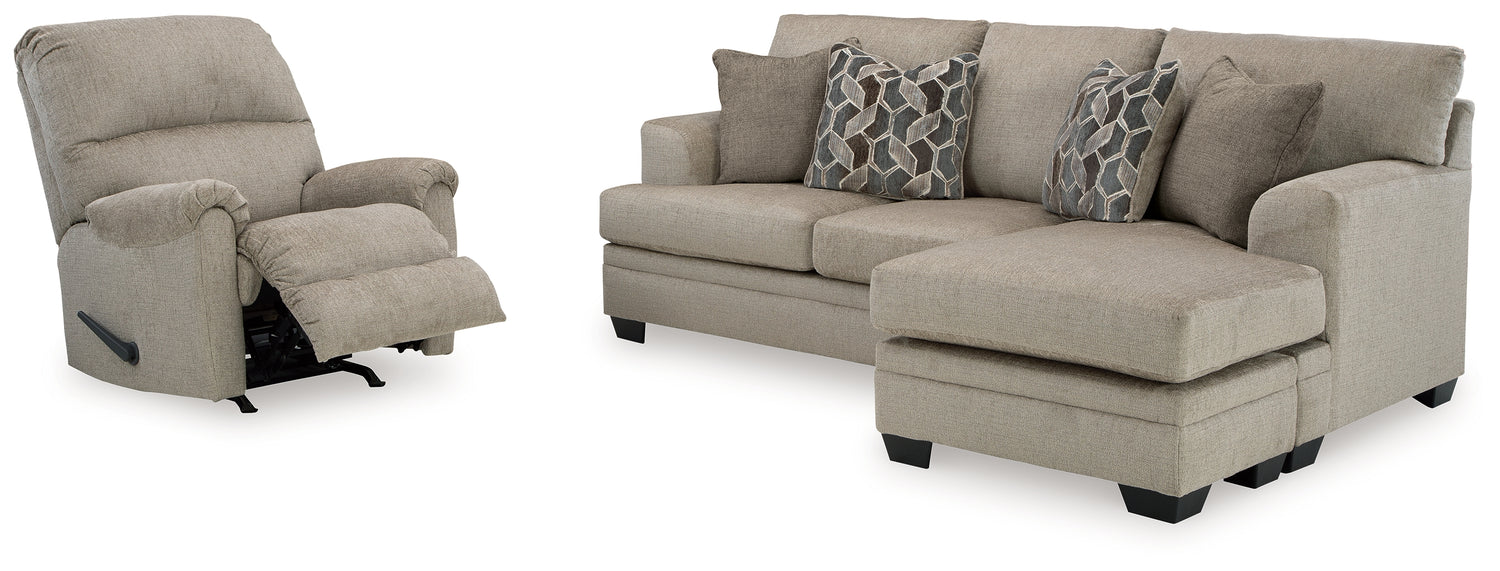 Stonemeade Taupe Sofa Chaise and Recliner - 59504U5