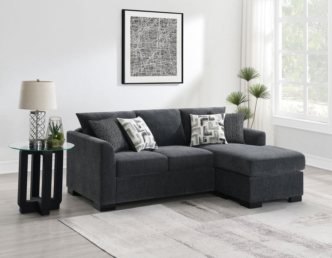 Storey Upholstered Chaise Sleeper Sofa Sectional Dark Grey - 504777