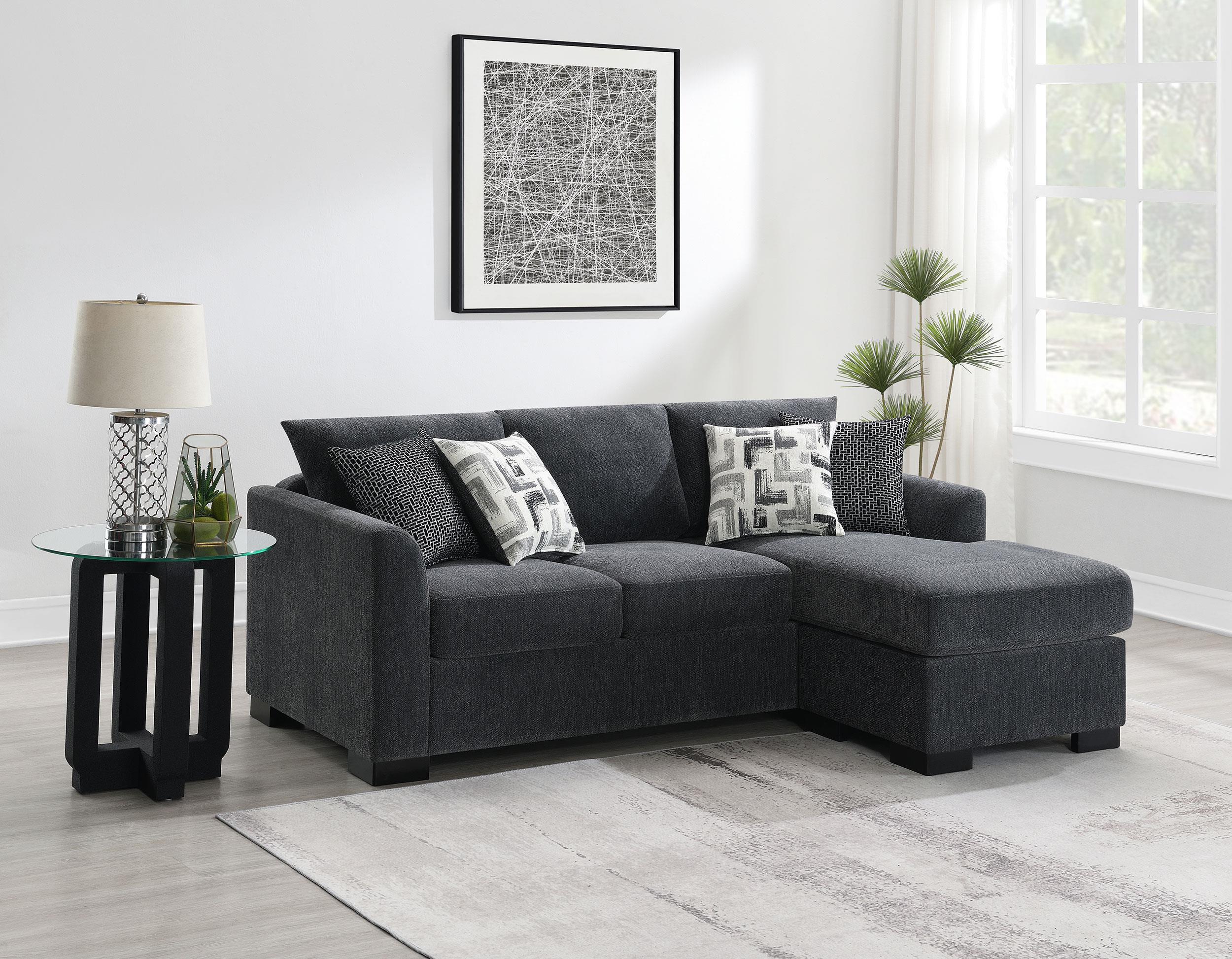 Storey Upholstered Chaise Sleeper Sofa Sectional Dark Grey - 504777