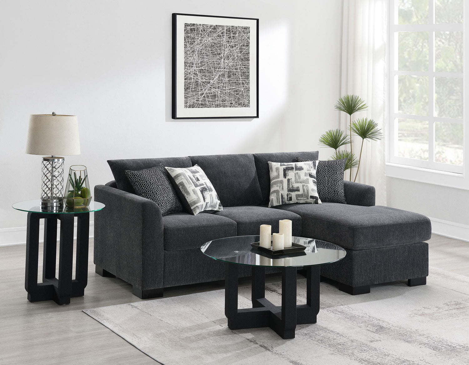 Storey Upholstered Chaise Sleeper Sofa Sectional Dark Grey - 504777