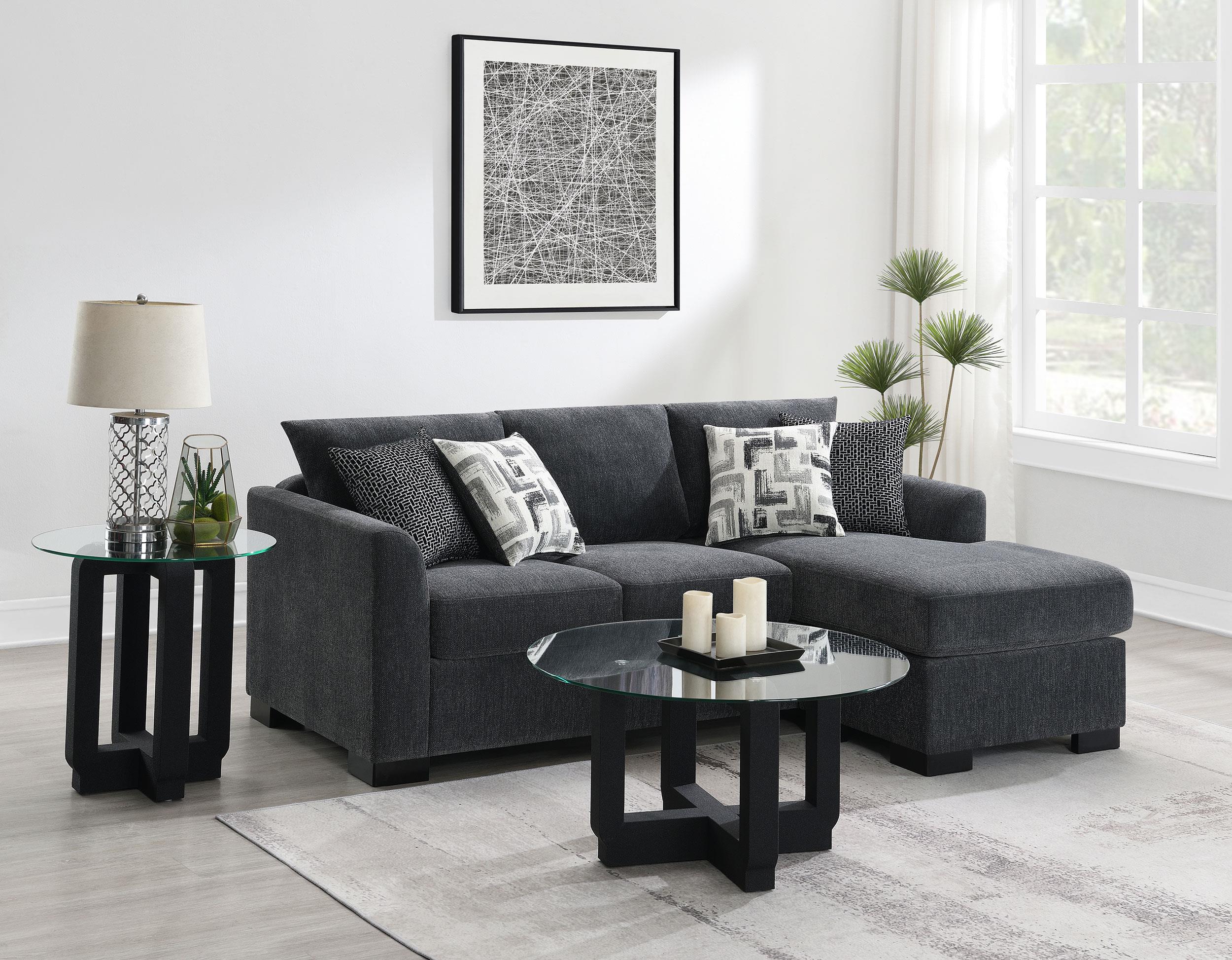 Storey Upholstered Chaise Sleeper Sofa Sectional Dark Grey - 504777
