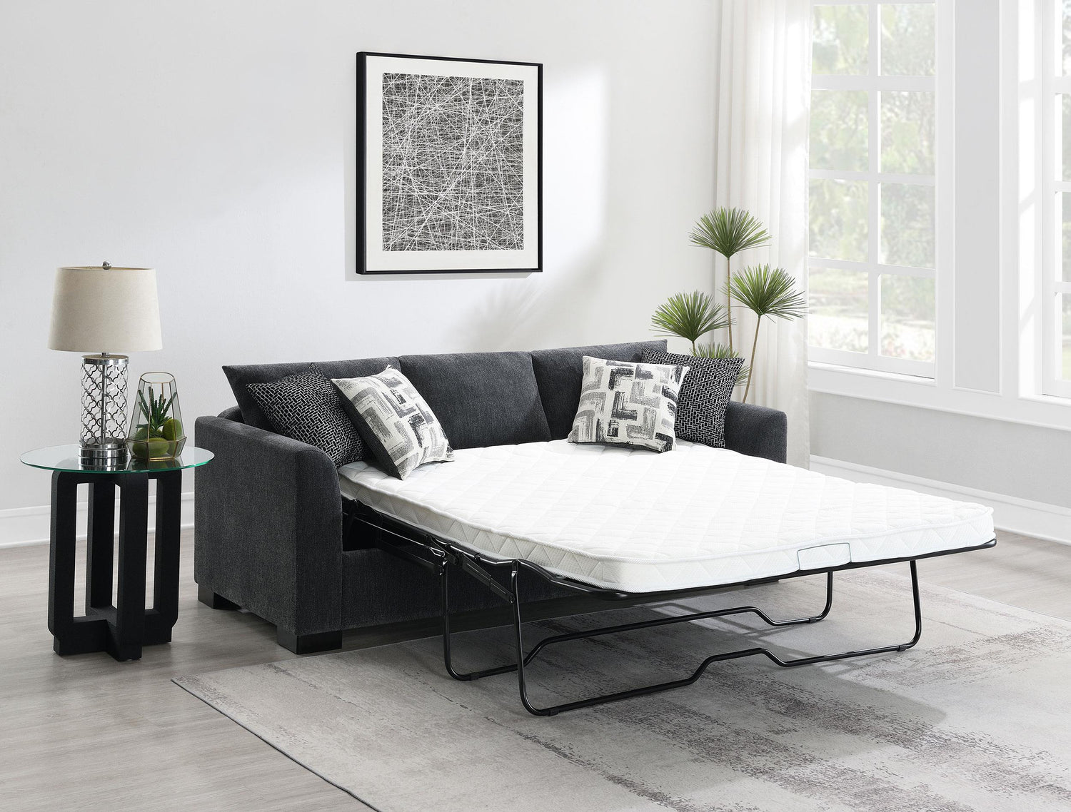 Storey Upholstered Chaise Sleeper Sofa Sectional Dark Grey - 504777