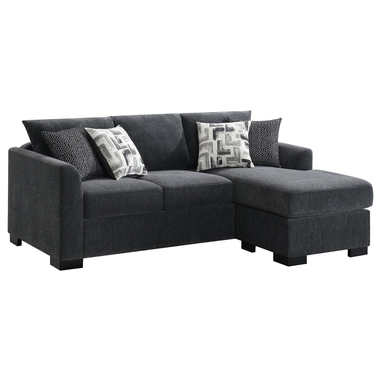 Storey Upholstered Chaise Sleeper Sofa Sectional Dark Grey - 504777