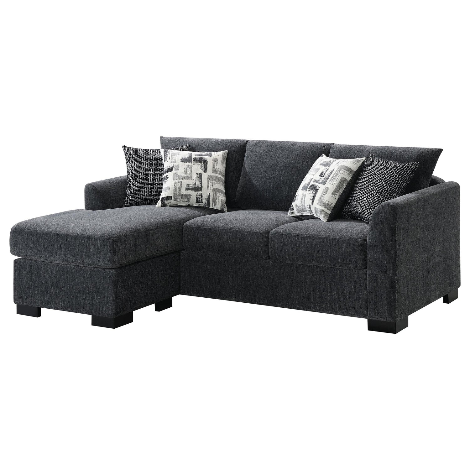 Storey Upholstered Chaise Sleeper Sofa Sectional Dark Grey - 504777