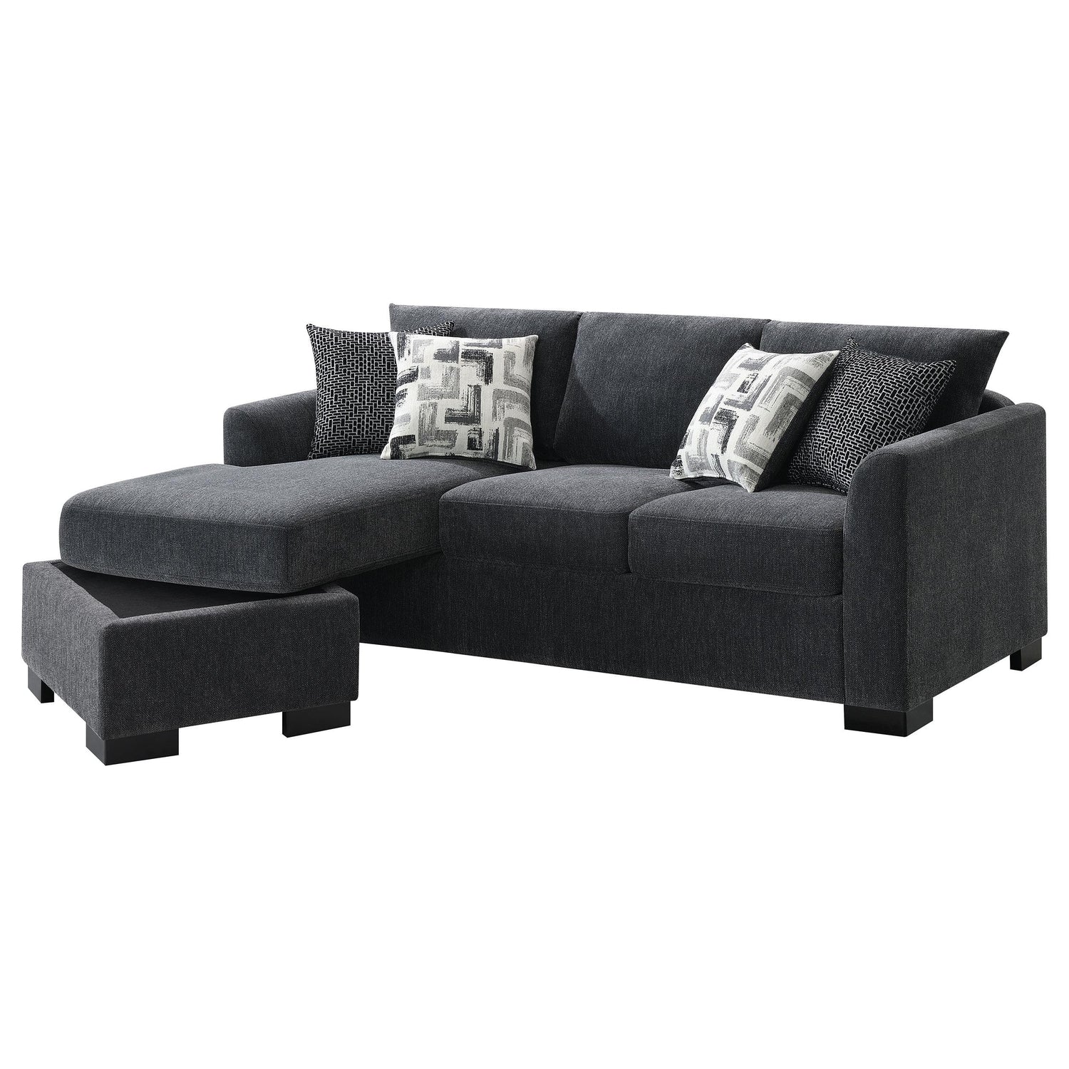 Storey Upholstered Chaise Sleeper Sofa Sectional Dark Grey - 504777