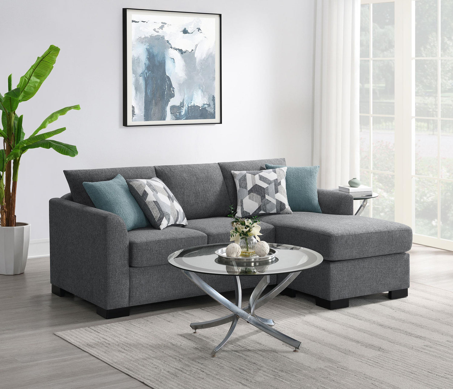 Storey Upholstered Chaise Sleeper Sofa Sectional Grey - 504779