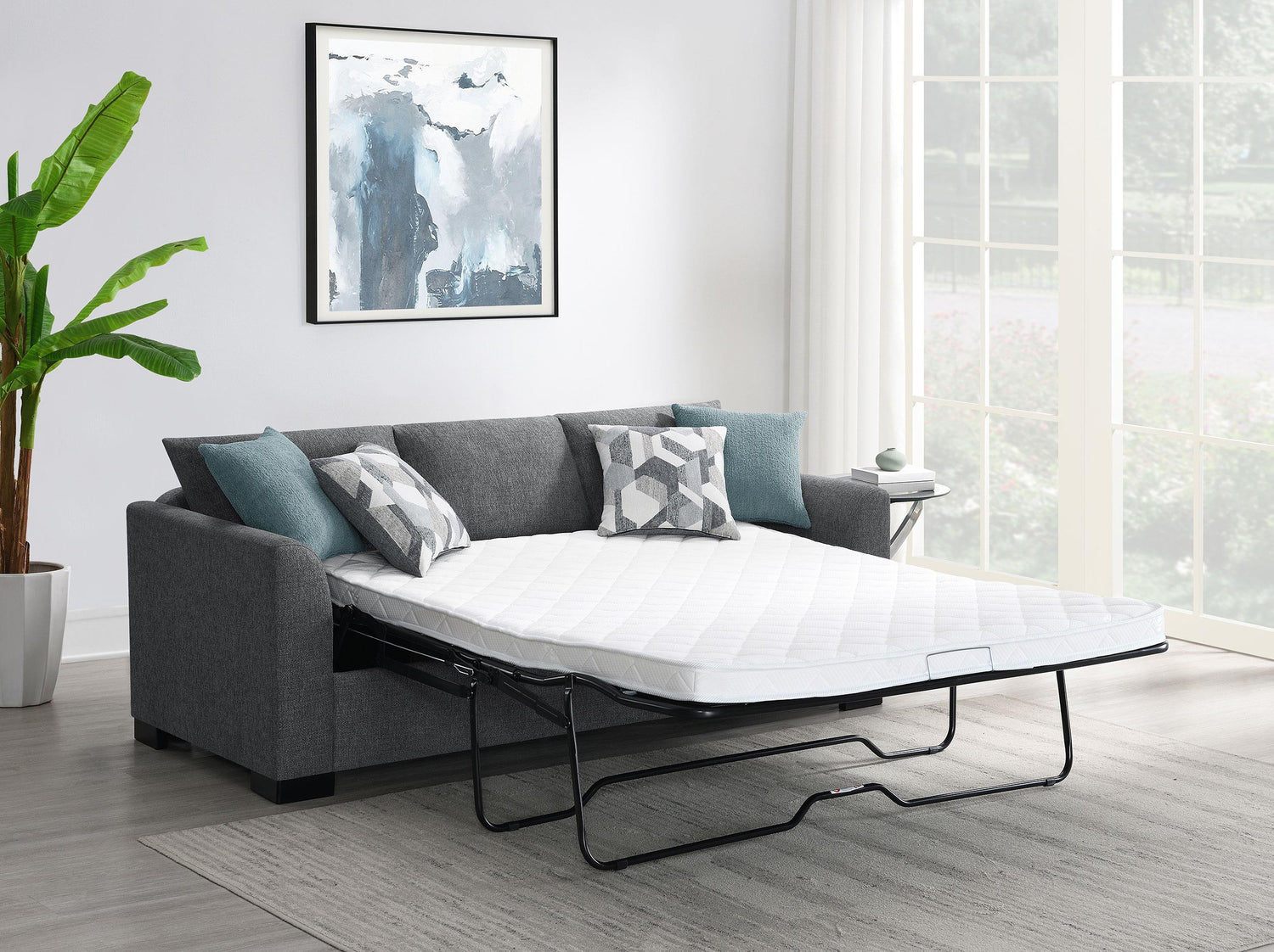 Storey Upholstered Chaise Sleeper Sofa Sectional Grey - 504779