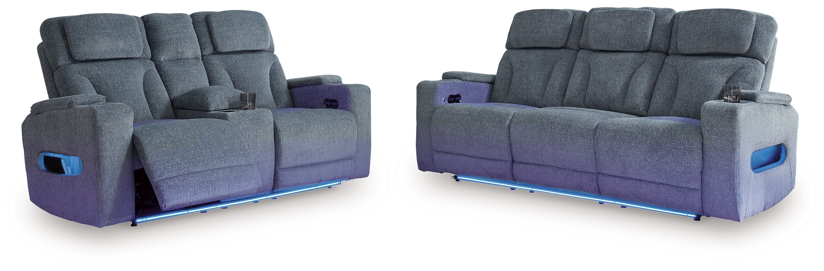 Studio Cave Sofa and Loveseat in Steel from Ashley - Luna Furniture