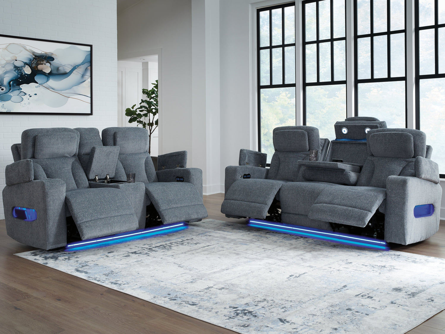Studio Cave Sofa and Loveseat in Steel from Ashley - Luna Furniture